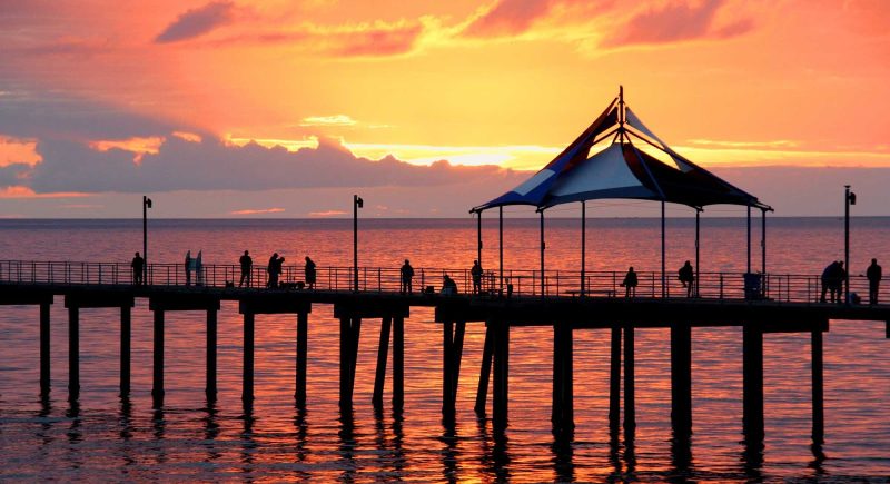 A stunning sunset at Noarlungha Pier in Adelaide, South Australia.