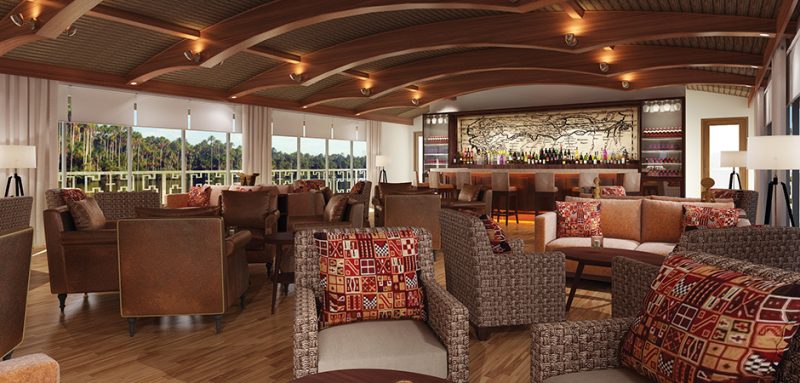 Amazon Discovery's beautifully appointed indoor lounge.