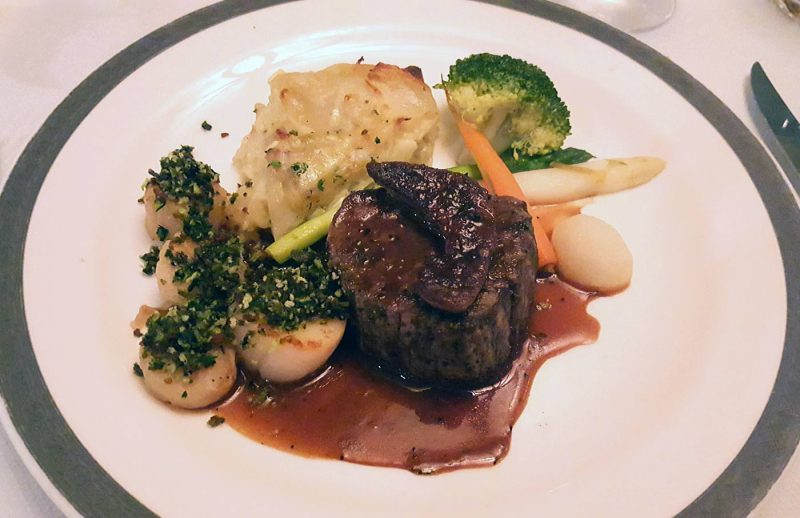 A steak dinner from Princess Grills during a recent sailing on Queen Victoria.