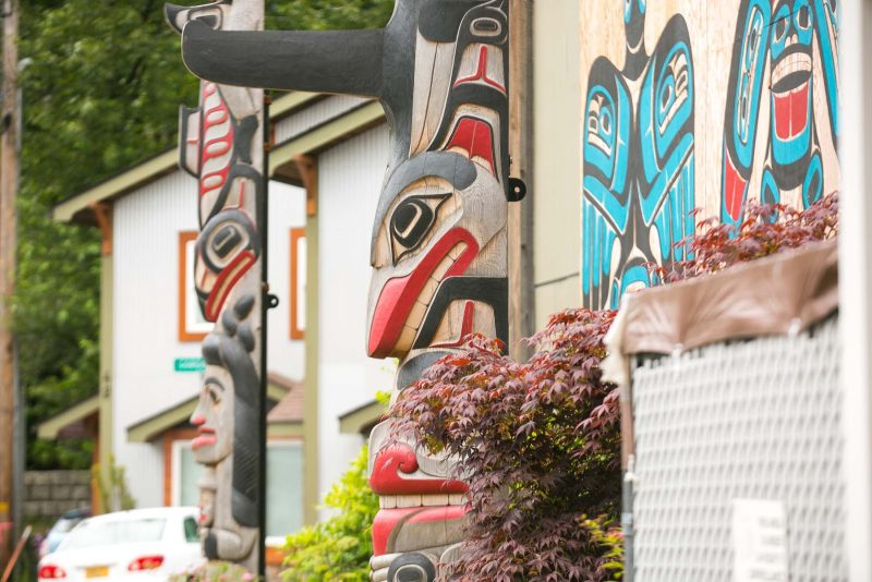 A totem pole in Juneau, Alaska.