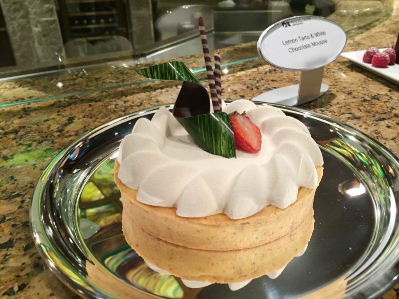 A lemon tarte and white chocolate mousse served on Ruby Princess.