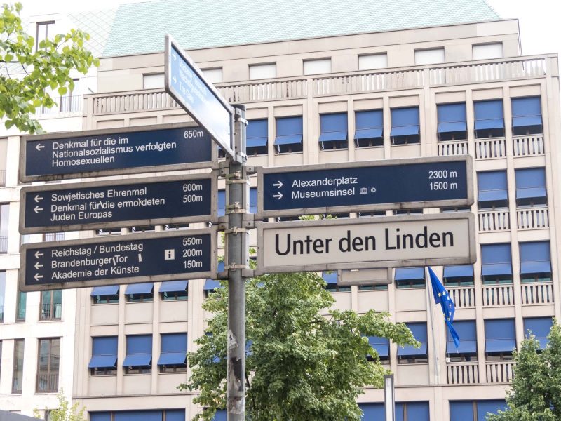 A street sign in downtown Berlin.