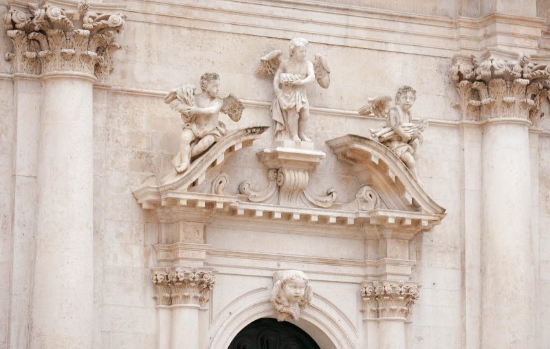 Angels adorn an archway in Old Dubrovnik.