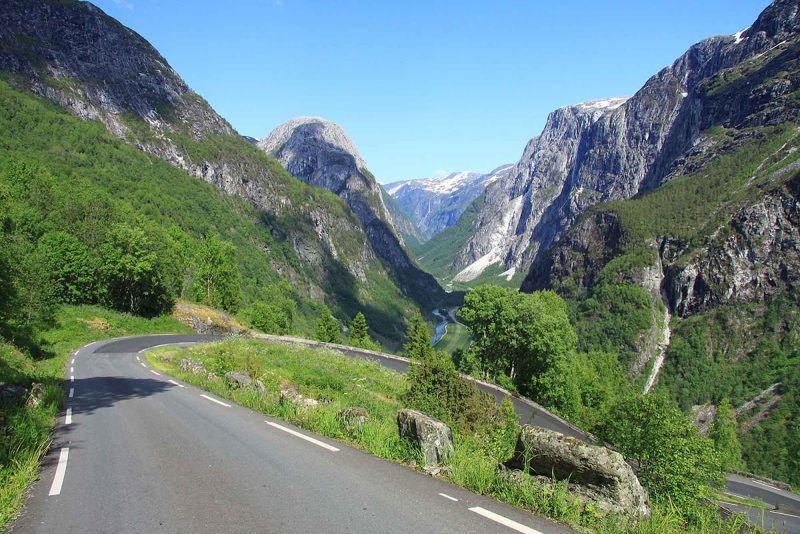 The road to Stalheim, Norway, twists and turns through the mountains outside of Bergen.