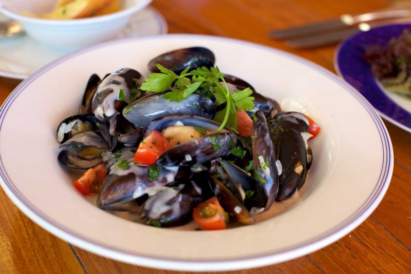 Steamed mussels fresh from the sea served on a SeaDream cruise.