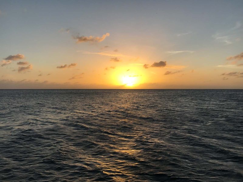 A sunset in St. Kitts as seen from Silver Spirit. 