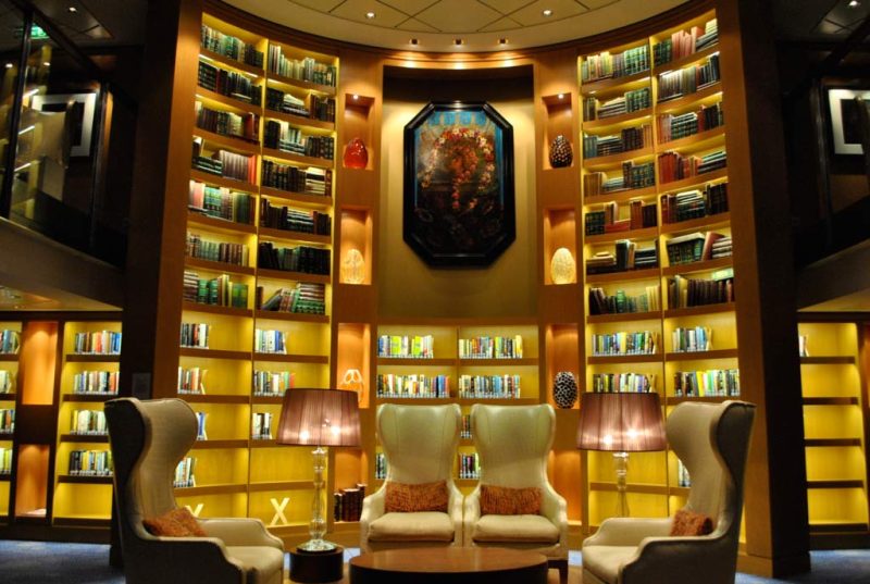 The library in the evening aboard Celebrity Eclipse. 