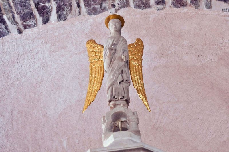 A statue of an angel above the altar of Kotor Cathedral in Kotor, Montenegro.