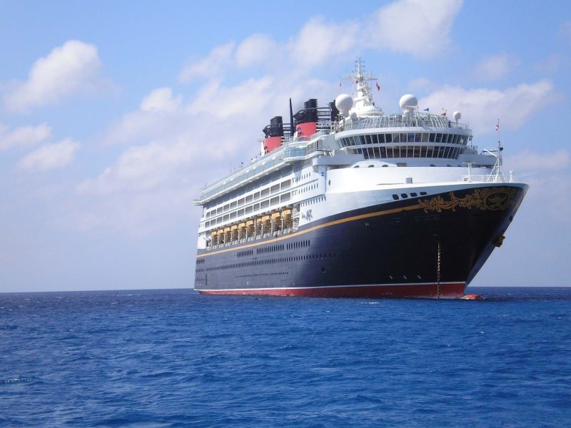 Disney Magic anchored in port. 