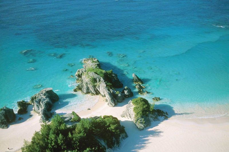 An aerial view of Peel Rock Cove, a great getaway in Warwick Camp, Bermuda.