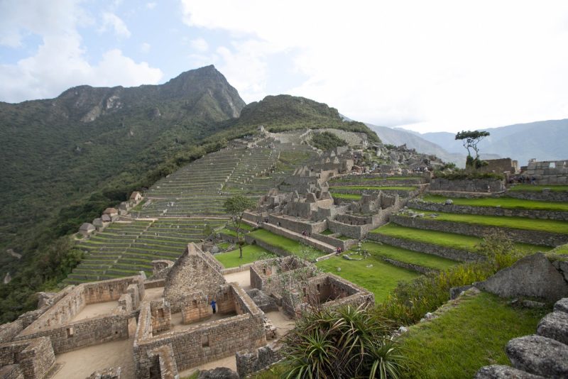 A residential area with a sweeping view at Machu Picchu, Peru.