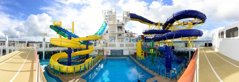 Grab an inner tube and compete against a friend or family member when you tackle Aqua Racer, the newest tandem waterslide at sea.