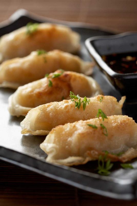 Pot sticker dumplings at Silk Harvest restaurant on board Celebrity Equinox and Celebrity Solstice.