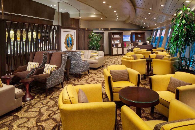Suite and Crown & Anchor Society members can kick back and relax in the Diamond Lounge aboard Navigator of the Seas.