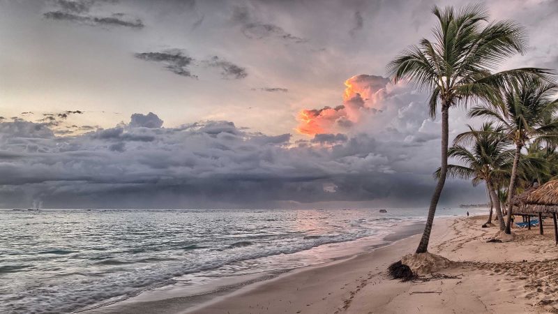 A beach in Punta Cana, Dominican Republic, at dusk.