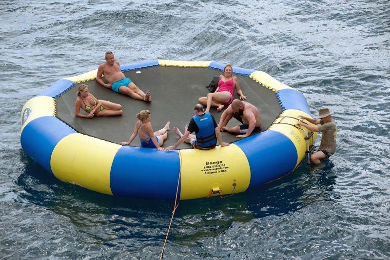 Kicking back on the giant float behind Wind Surf.