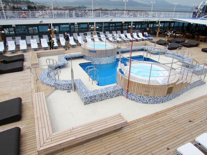 On the pool deck aboard Oceania Regatta.