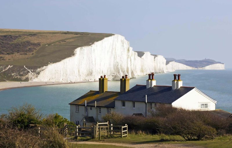 The famed white cliffs of Dover, England.
