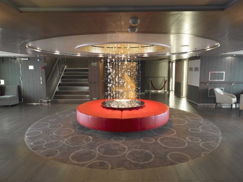 The classy Reception area on Le Boreal, a Ponant ship.