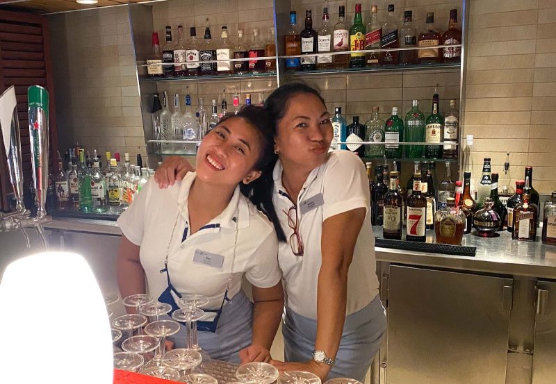 Eka and Maria at the Sunset Bar on Celebrity Equinox.