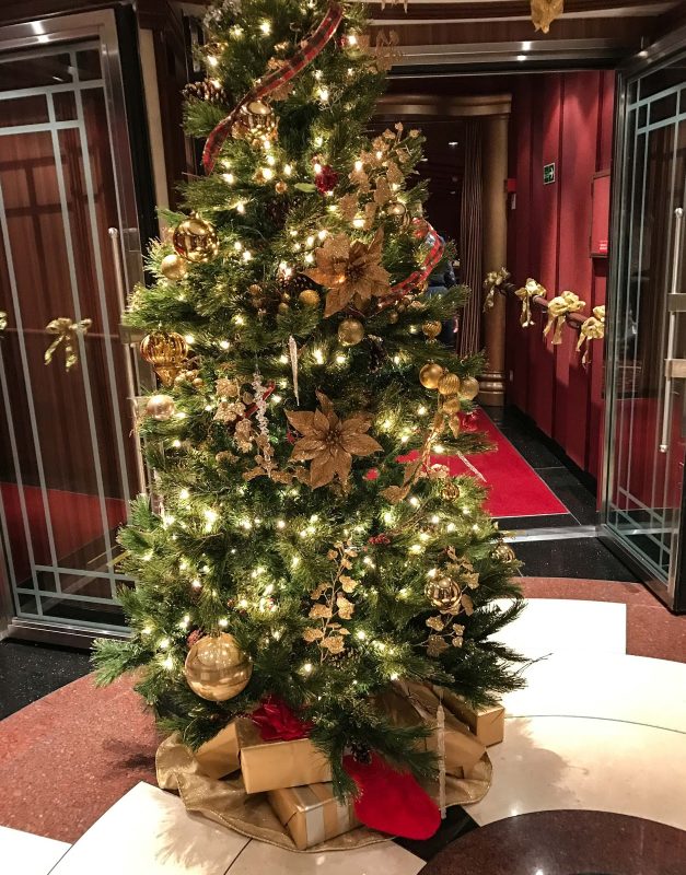 A festive Christmas tree on Silver Spirit helped passengers get in the holiday spirit.