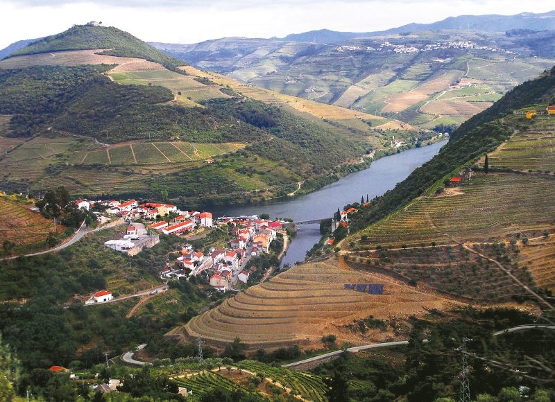View of the gorgeous countryside in Pinhao, Portugal, along the Douro River.