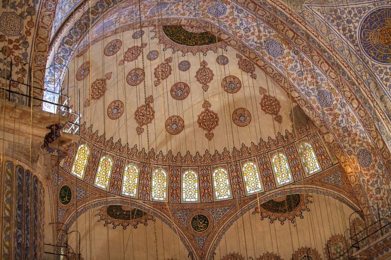 A semi-dome with 14 windows inside the Blue Mosque, or Sultan Ahmed Mosque.