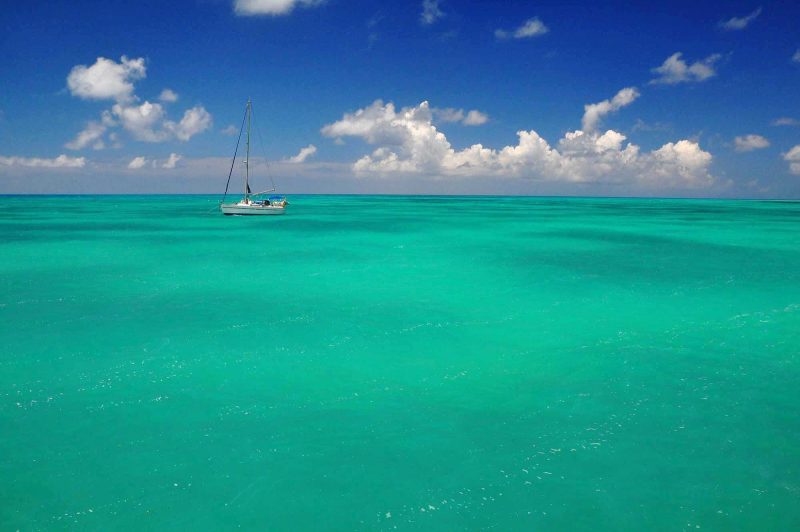 A sailboat near Anagarda in the British Virgin Islands.