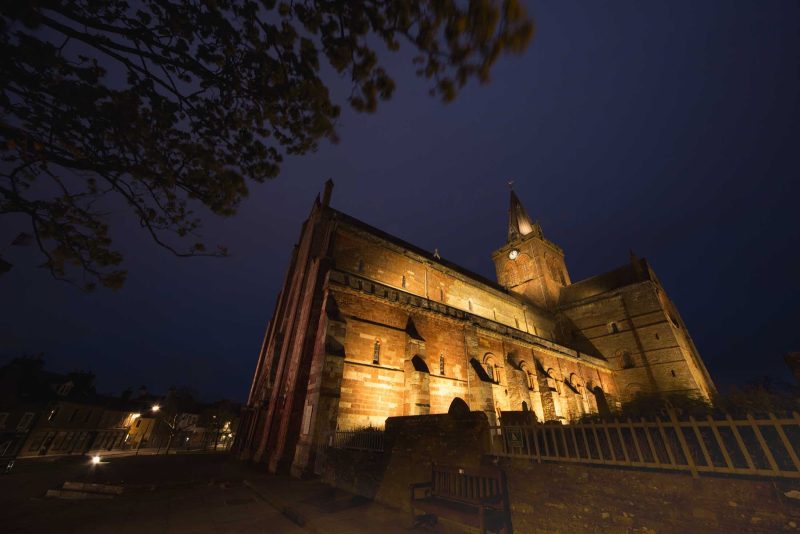 St. Magnus Cathedral dates to 1137 in the town of Kirkwall, Orkney region, Scotland.