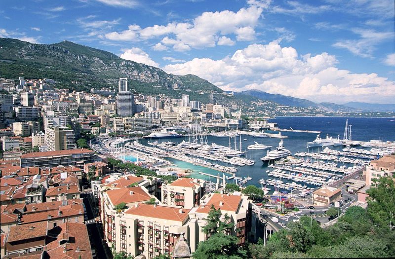 Yachts line the harbor in Monte Carlo, Monaco. 