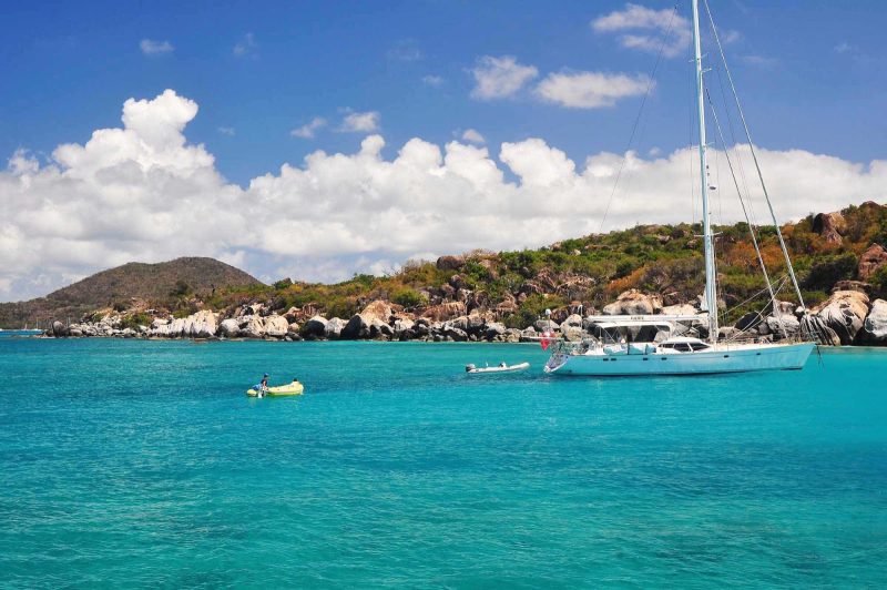 A sailboat off Virgin Gorda in the British Virgin Islands.