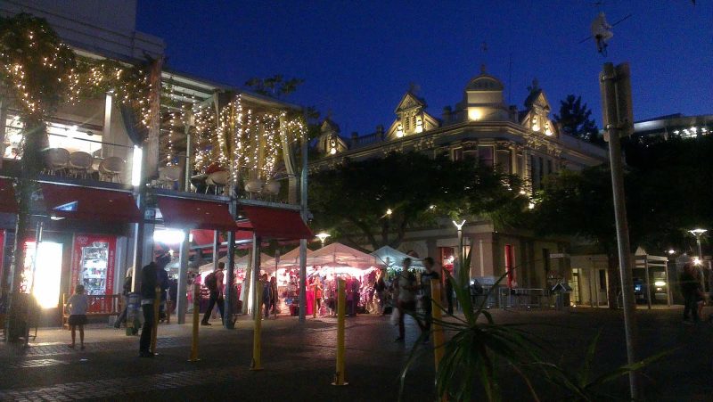 South Bank Markets in the evening in Brisbane.