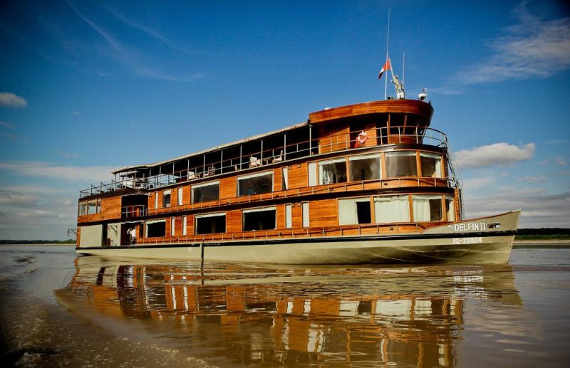 The petite 28-passenger Delfin II sails the upper Amazon River. 

