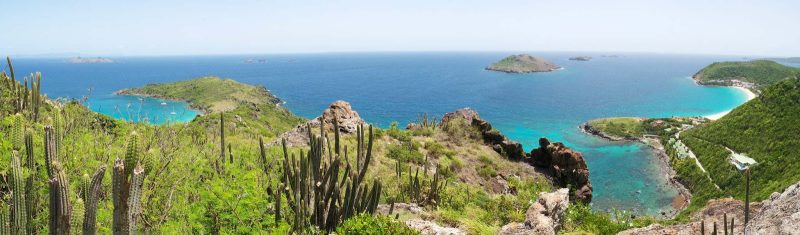 Panoramic view of Colombier and Anse des Flamands on St. Barts.