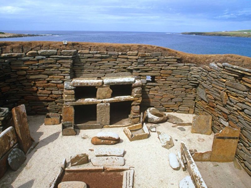 Skara Brae is a stone-built Neolithic settlement on the Bay of Skaill on the west coast of Mainland, the largest island in the Orkney region, Scotland.