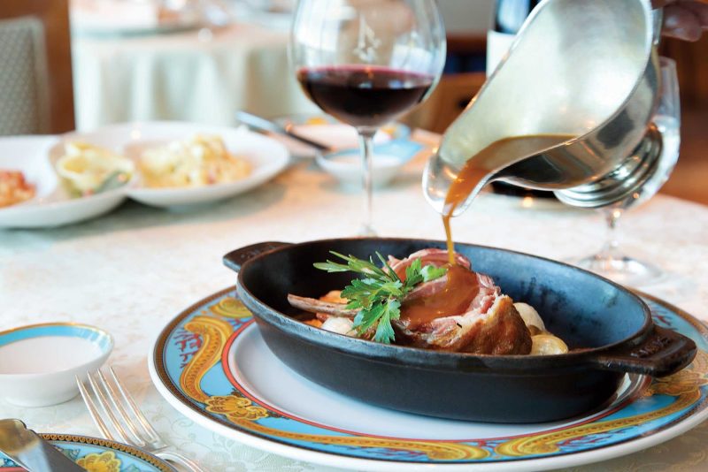 A dinner entrée at the fine-dining Italian restaurant Toscana on Oceania Cruises.