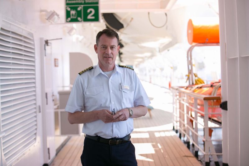 Robert Jan Kan, captain of ms Oosterdam, on the deck of the Holland America ship.
