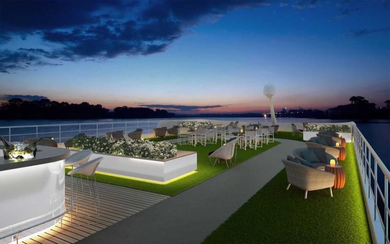 The top deck of Scenic Spirit, the new river ship that sails the Mekong River.