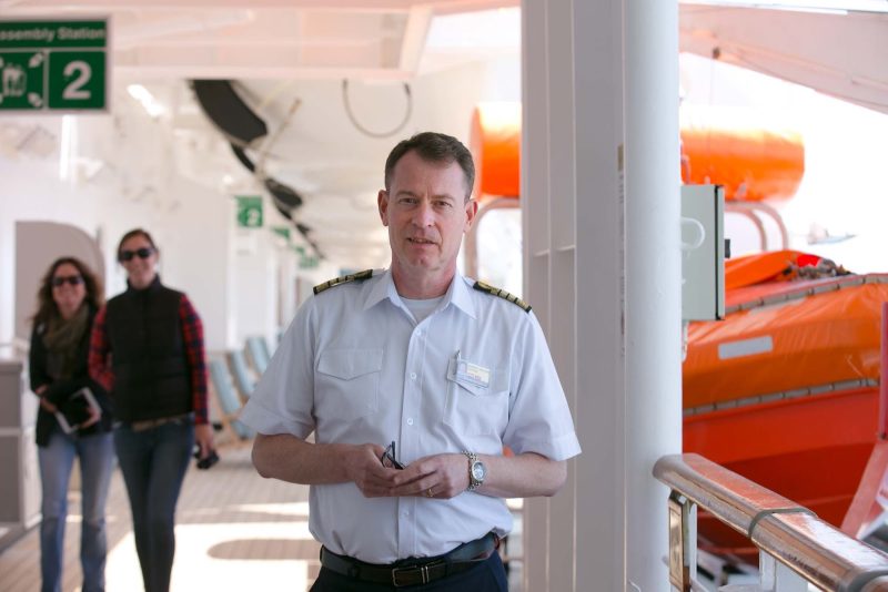 Robert Jan Kan, captain of ms Oosterdam, on the deck of the Holland America ship. 