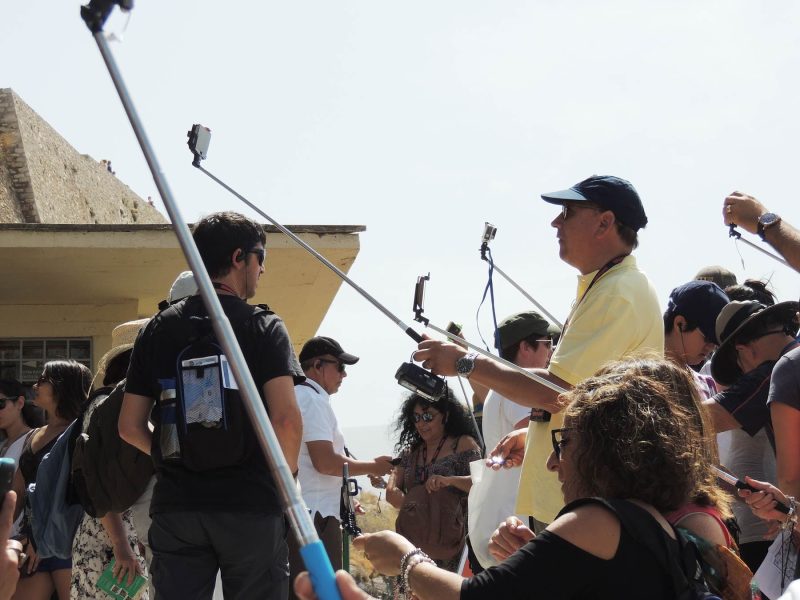 Selfie sticks were everywhere at the Acropolis. 