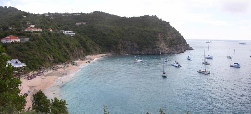 Panorama of Shell Beach on St. Barts in the Caribbean.
