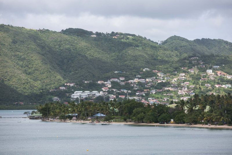 The serene coastline of Le Marin on the southern side of Martinique.