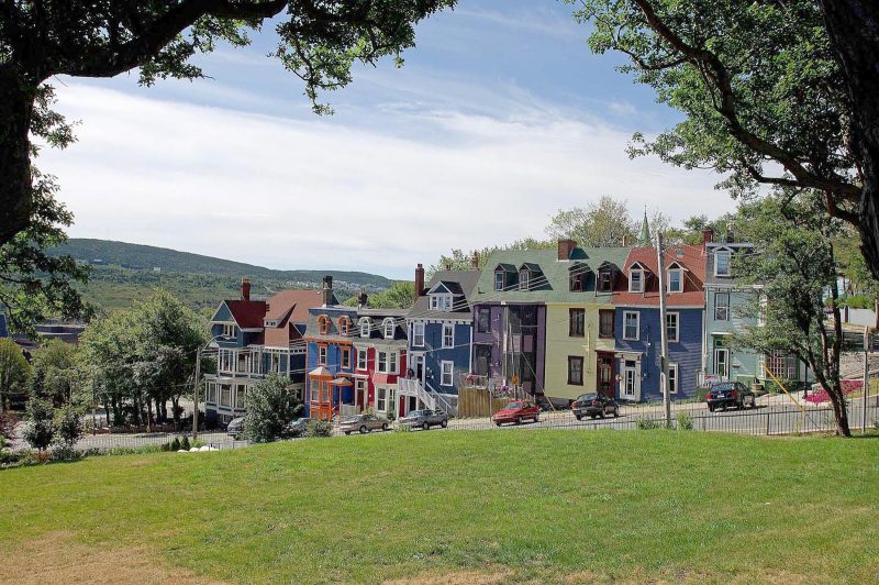 The colorful Garrison Hill Houses in St. John's, Newfoundland.