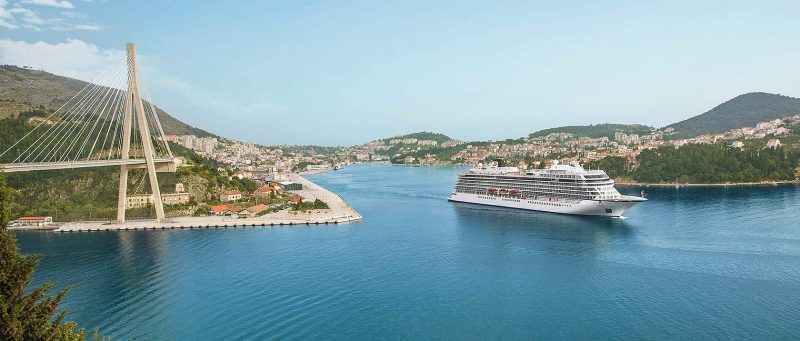 Viking Star passes a bridge in historic Dubrovnik, Croatia.