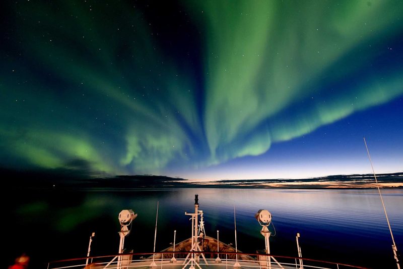 An aurora borealis seen off Victoria Island during a Ponant cruise. 