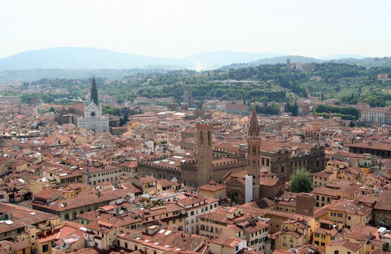 A look at the red-tiled cityscape of Florence, Italy.  