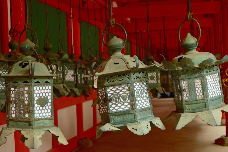 The Kasuga Shrine, a Shinto shrine in Nara, Japan, with its riveting lanterns.