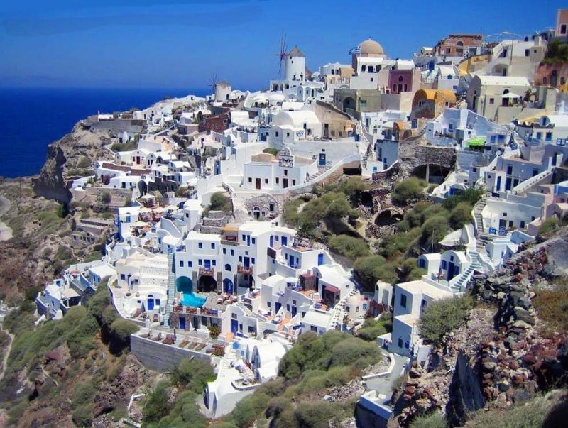 The pretty hillside village of Oia, Santorini, the most-visited Greek island.