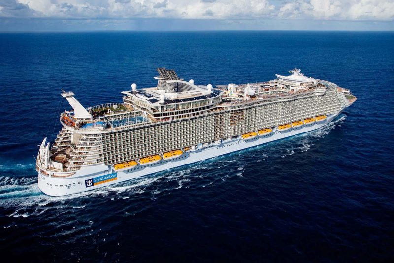 Allure of the Seas at sea. Fun fact: Though she was designed to the same specs as twin sister Oasis of the Seas, at 1,181 feet long she's actually 2 inches longer.