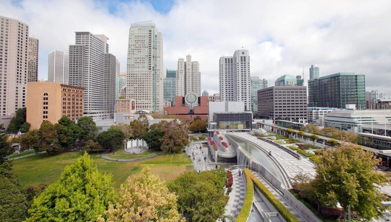 View of San Francisco's SoMA neighborhood, including the Museum of Modern Art, from the Metreon.